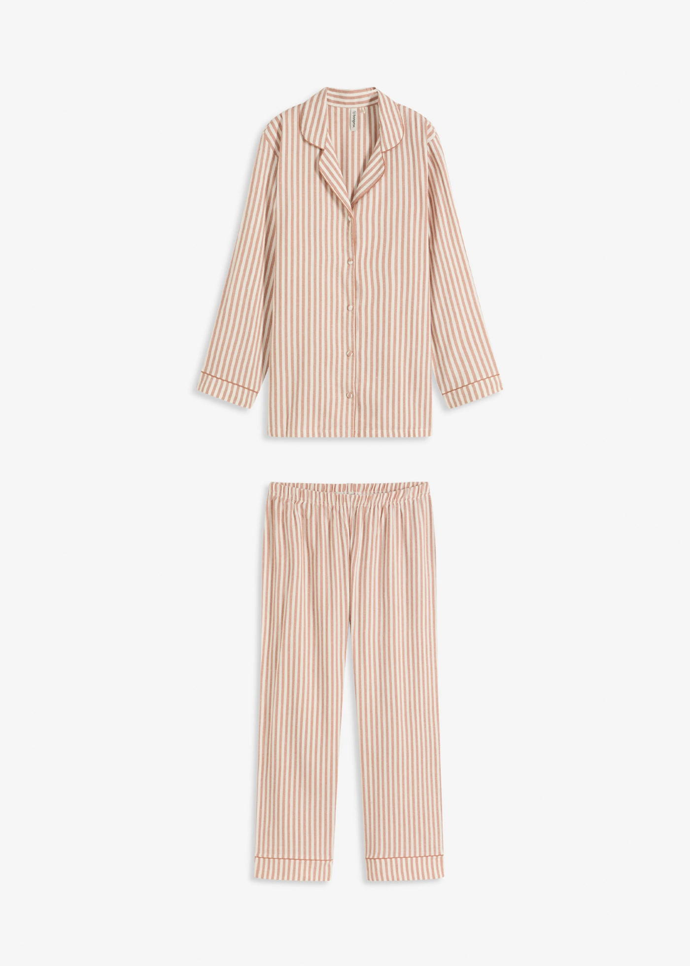 Tkané flanelové pyžamo s dárkovou taštičkou • čokoládový sorbet/přírodní bílá s proužky • bonprix obchod