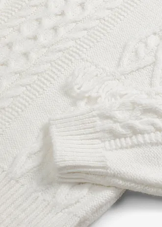 Oversize svetr s třásněmi • perlově bílá • bonprix obchod