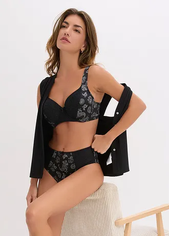 Maxislip met sierlijk kant (set van 2), Kleur: zwart paisley