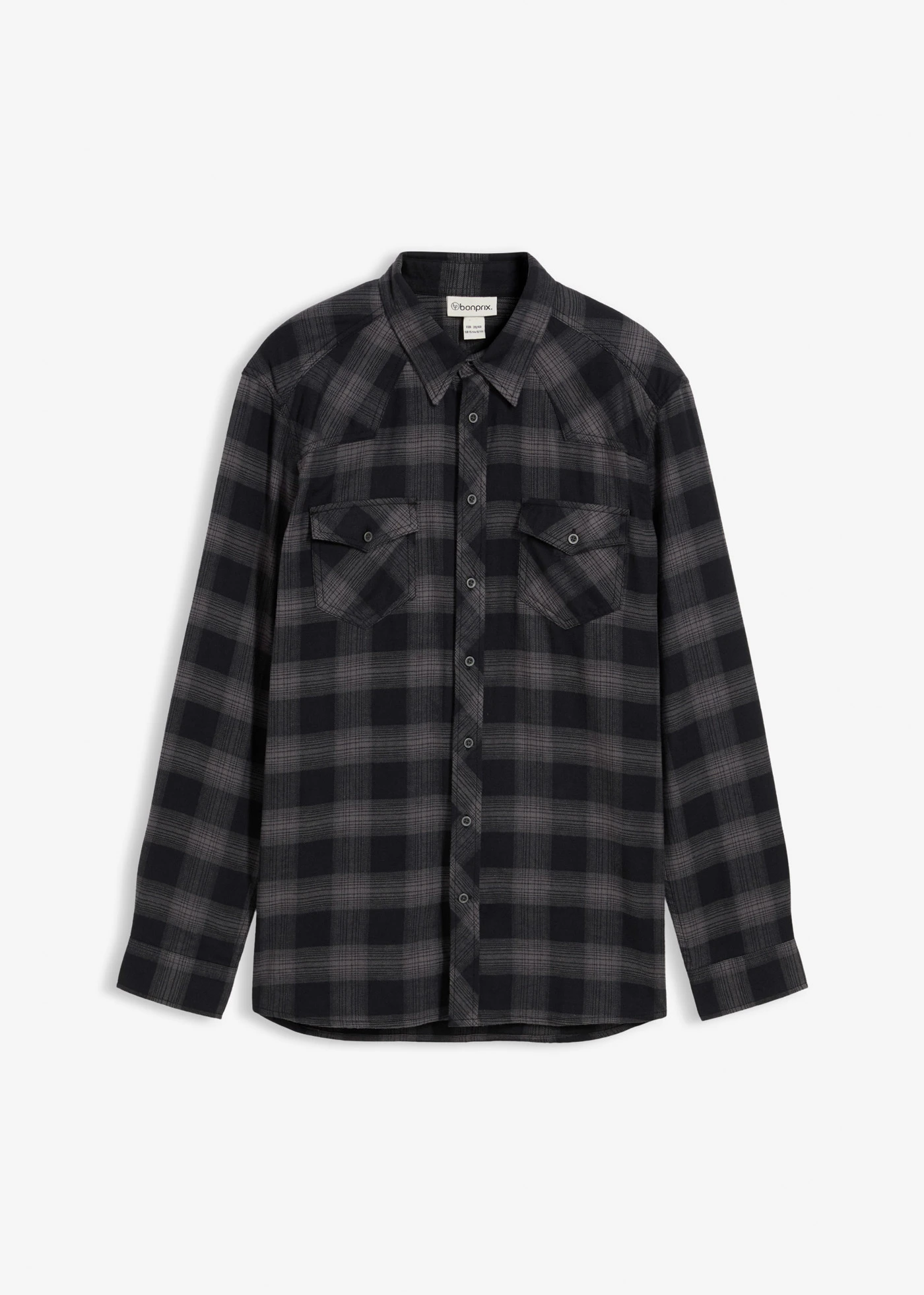 Flanelová košile z čisté bavlny • černo-kouřově šedá kostkovaná • bonprix obchod