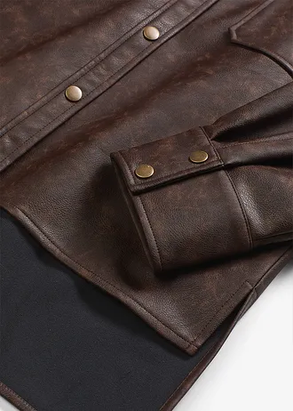 Košile z umělé kůže s obnošeným vzhledem • tmavě hnědá used • bonprix obchod