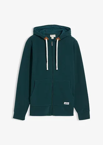 Veste polaire à capuche et poches plaquées • vert profond • Boutique bonprix