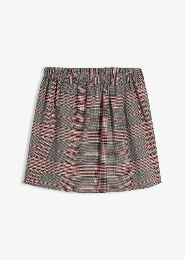 Rok met comfortband, Kleur: beige geruit