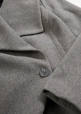 Lange jas in wollook, Kleur: grijs gemêleerd