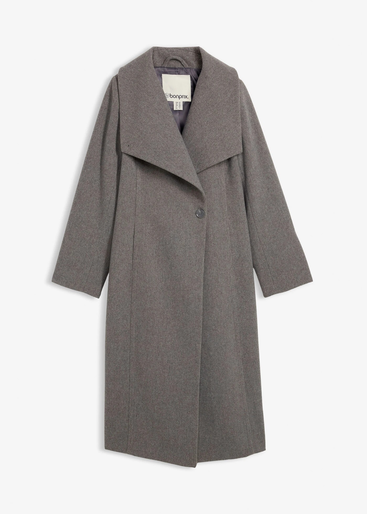 Lange jas in wollook • grijs gemêleerd • bonprix online shop