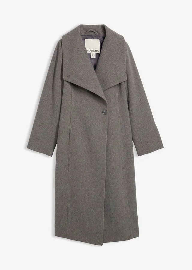 Lange jas in wollook • grijs gemêleerd • bonprix online shop