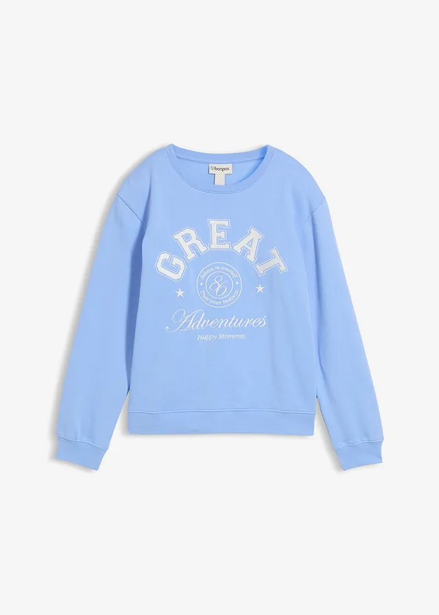 Sweater van biologisch katoen, Kleur: parelblauw