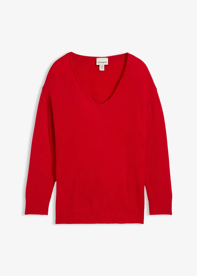 Dlouhý oversize svetr s postranními rozparky • lávově červená • bonprix obchod