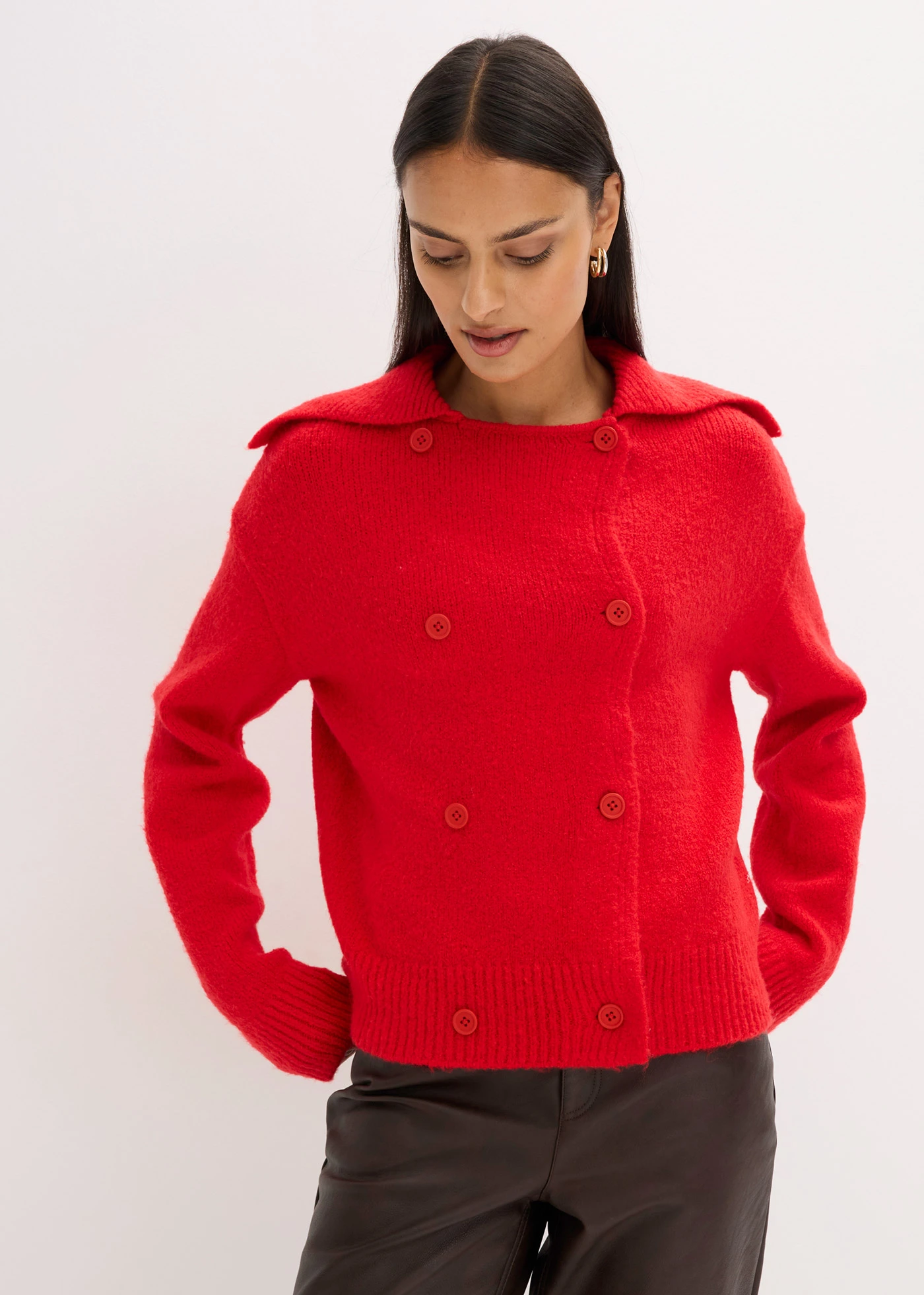 Gilet en grosse maille • rouge lave • Boutique bonprix