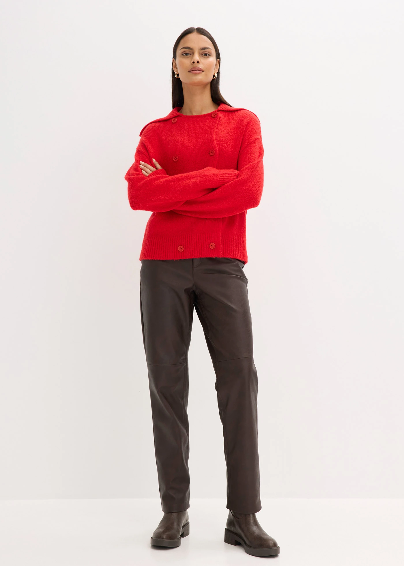 Gilet en grosse maille • rouge lave • Boutique bonprix