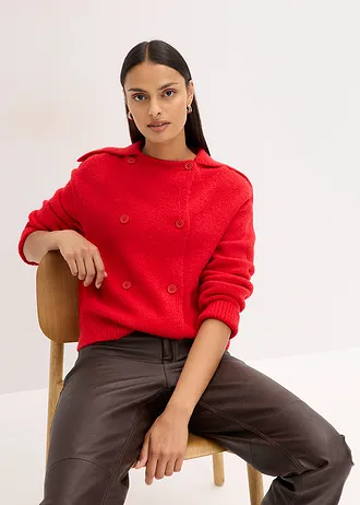 Gilet en grosse maille • rouge lave • Boutique bonprix