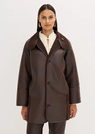 Imitatie lammy coat, Kleur: donkerbruin