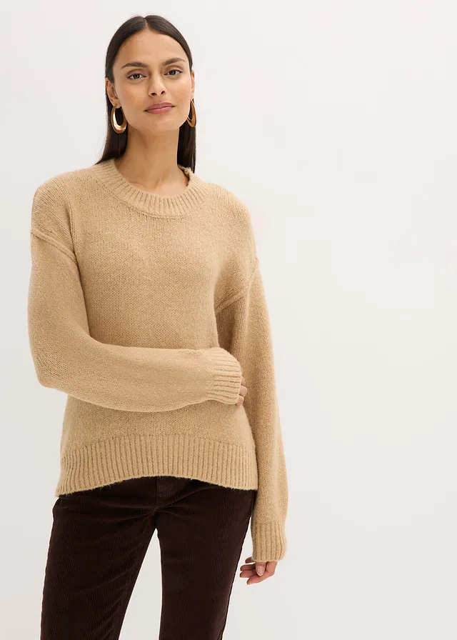 Oversized trui, Kleur: lichtkaki gemêleerd