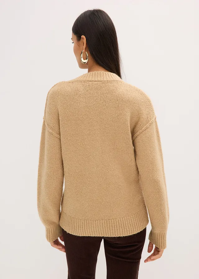 Oversized trui, Kleur: lichtkaki gemêleerd