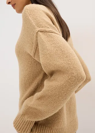 Oversize svetr • světlá khaki melír • bonprix obchod