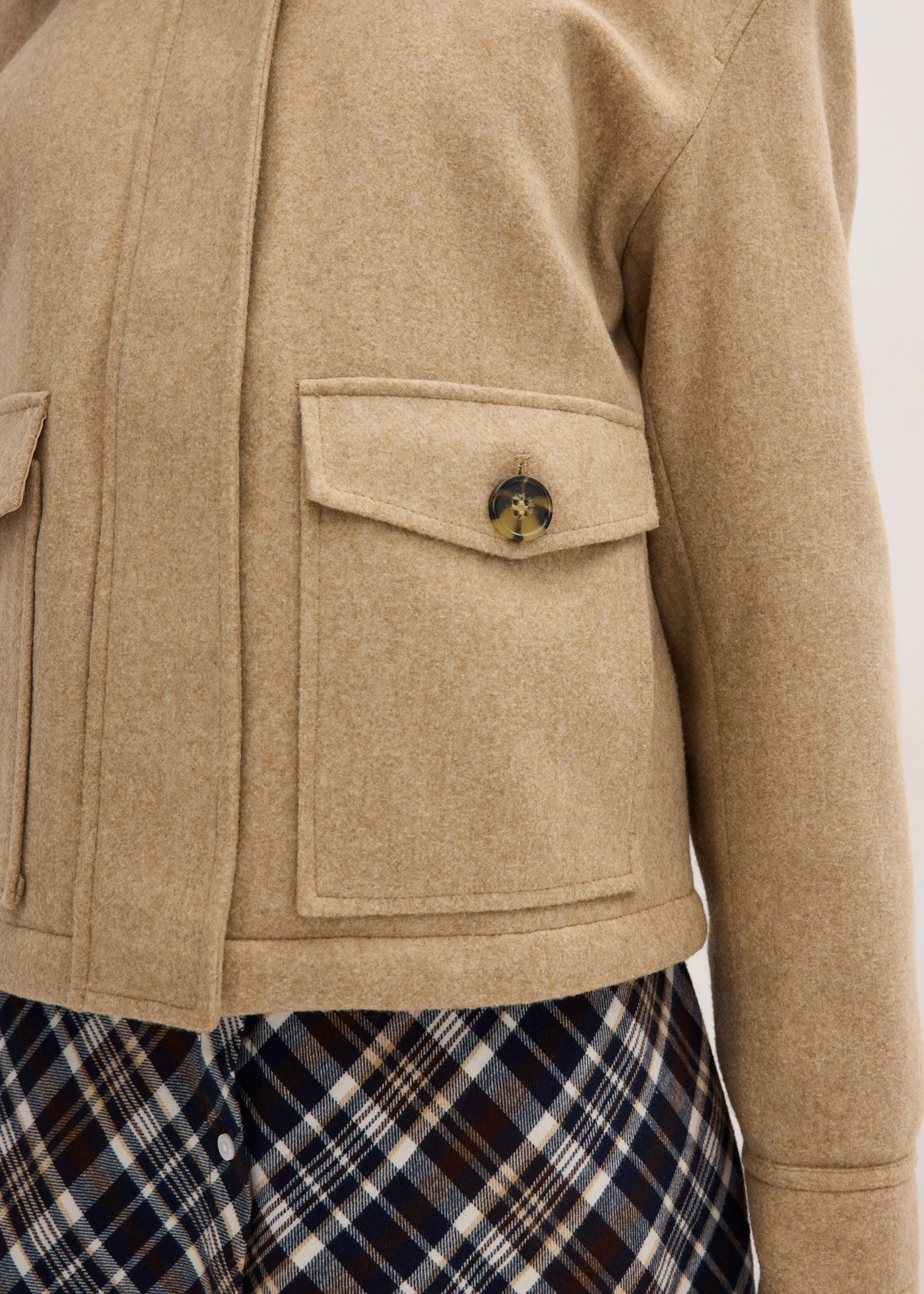 Zimní bunda s vlněným vzhledem • světlá khaki melír • bonprix obchod