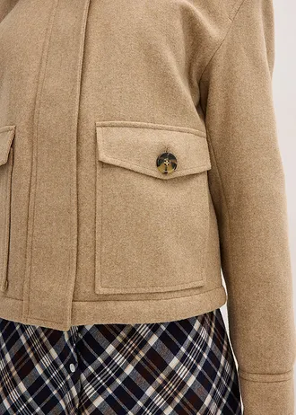 Zimní bunda s vlněným vzhledem • světlá khaki melír • bonprix obchod