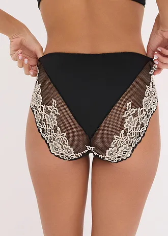 Maxislip met sierlijk kant • zwart/wolwit • bonprix online shop