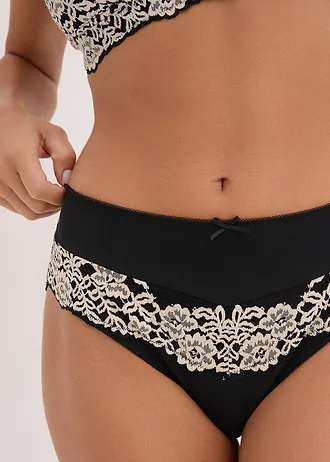 Chilot maxi cu dantelă delicată • negru/ecru • magazin bonprix