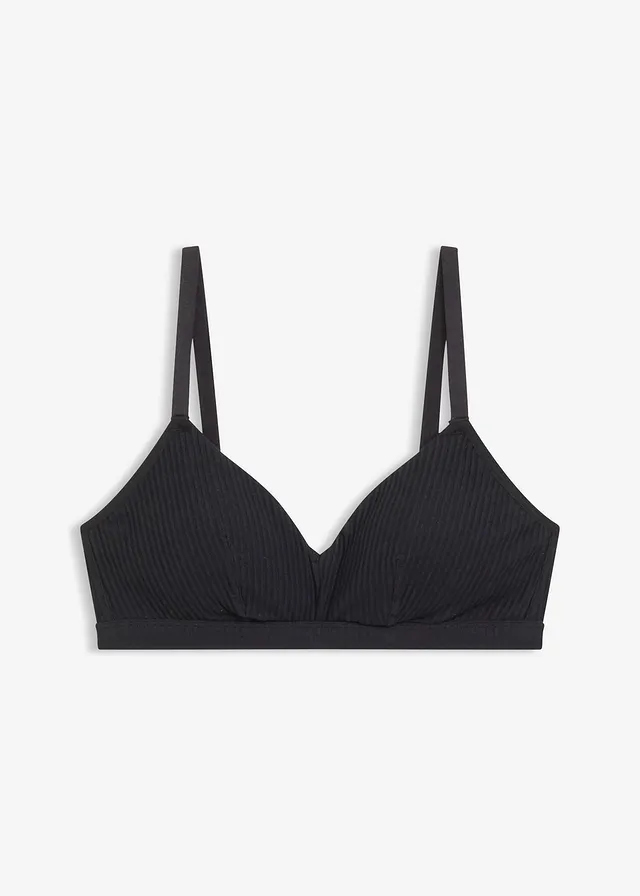 Sutien bralette căptușit fără armătură, din material ripsat din bumbac organic