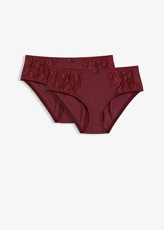Maxikalhotky s jemnou krajkou (2 ks v balení), barva: ostružinová