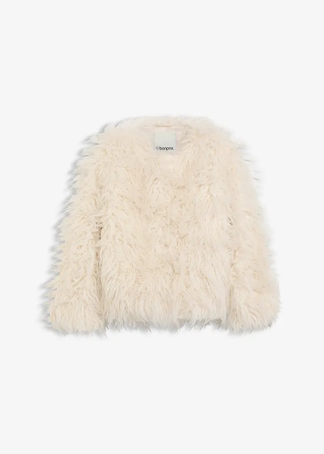 Oversized imitatie bontjas, Kleur: parelwit