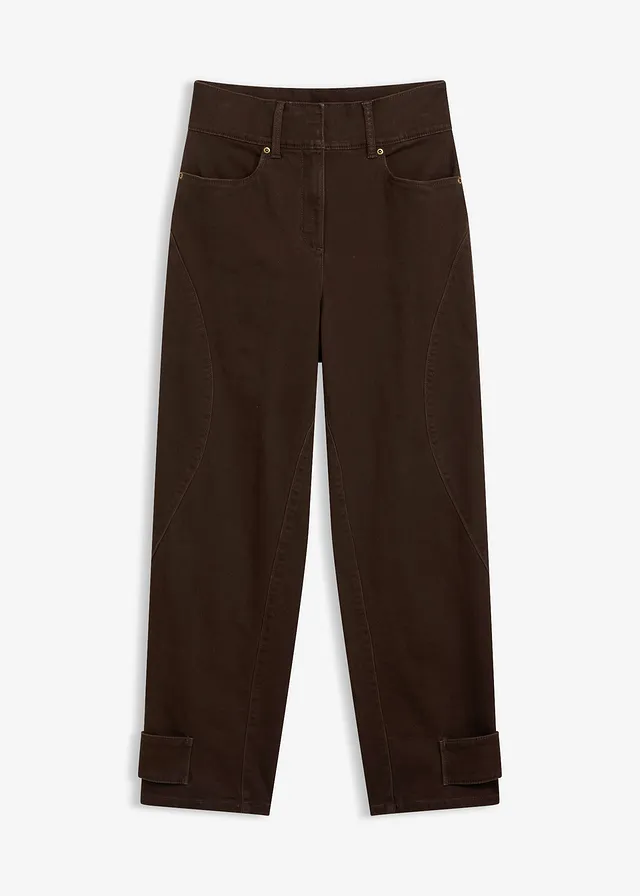Pantaloni din twill cu talie înaltă