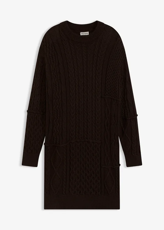 Rochie tricotată cu model cu torsade