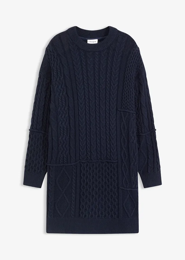 Rochie tricotată cu model cu torsade