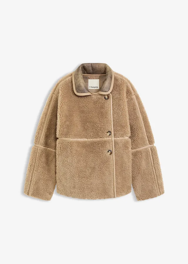 Bunda Teddy • svetlá khaki • obchod bonprix