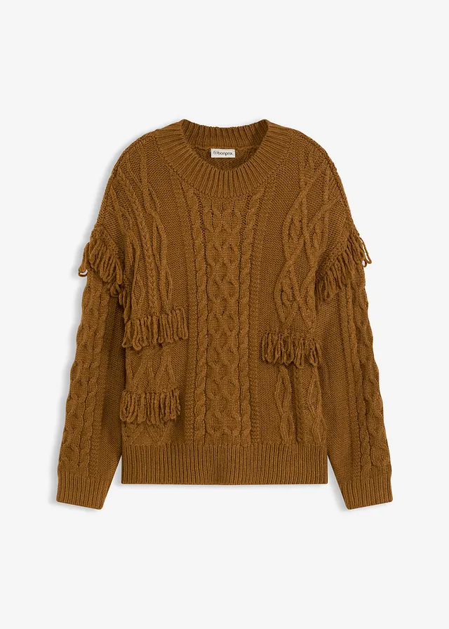 Pulover oversize cu franjuri