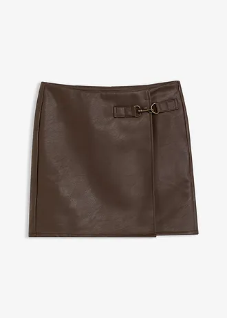 Imitatieleren rok, Kleur: donkerbruin