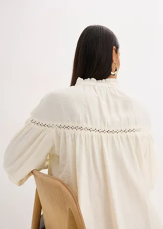 Halenka bez zapínání, z jemné viskózové směsi • perlově bílá • bonprix obchod