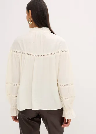 Blouse légère en viscose mélangée, Couleur: blanc nacré