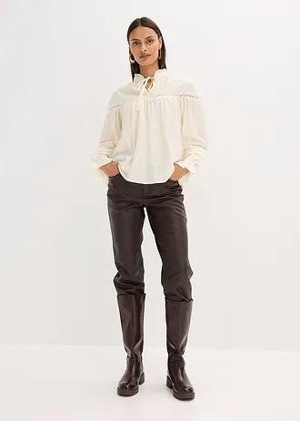 Blouse légère en viscose mélangée, Couleur: blanc nacré