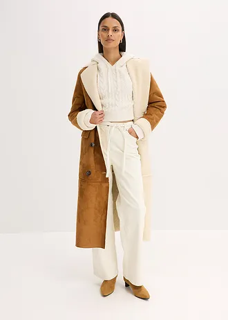 Pull en grosse maille avec capuche, Couleur: blanc nacré