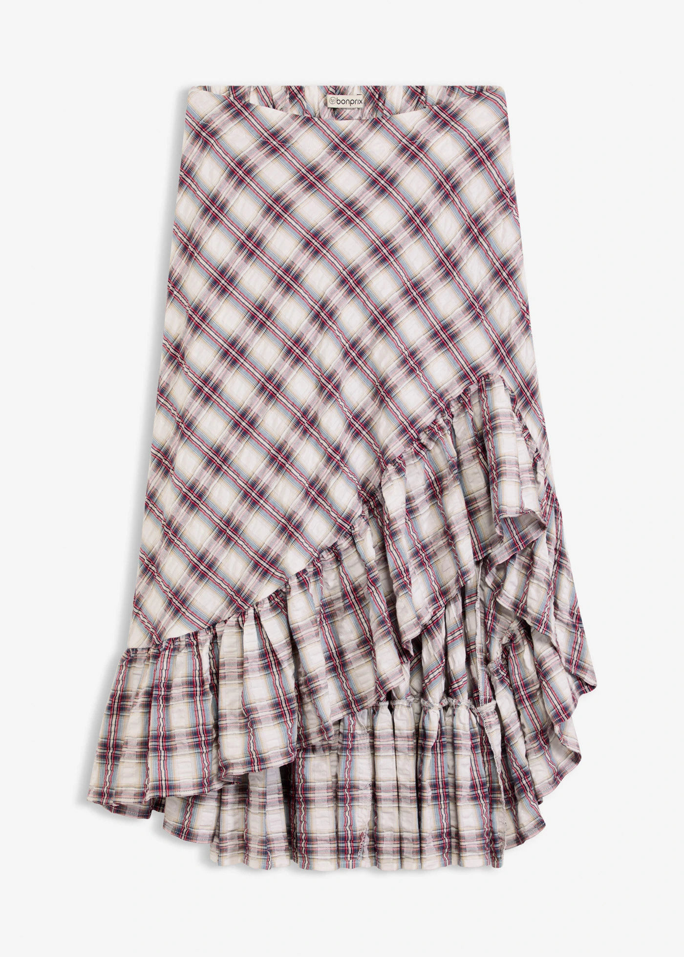 Sukně s prodlouženým zadním lemem • perlově bílá kostka sepraná • bonprix obchod