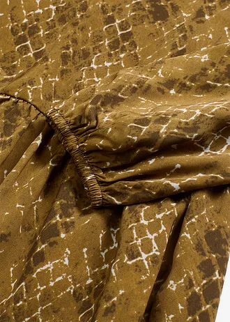 Robe midi en satin fluide • olive-vert gui imprimé • Boutique bonprix