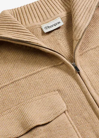 Oversize pletený kabátek • světlá khaki melír • bonprix obchod