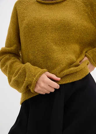 Svetr s kulatým výstřihem • zelená jmelí melír • bonprix obchod