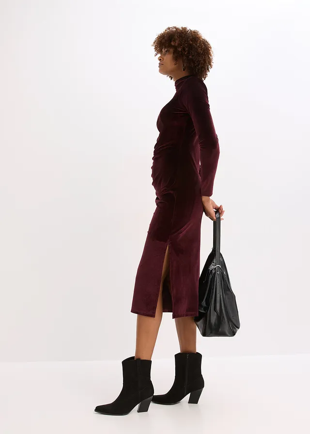 Robe midi en velours doux • bordeaux • product-page.page-title-suffix