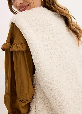 Vesta z medvídkového flísu • perlově bílá • bonprix obchod