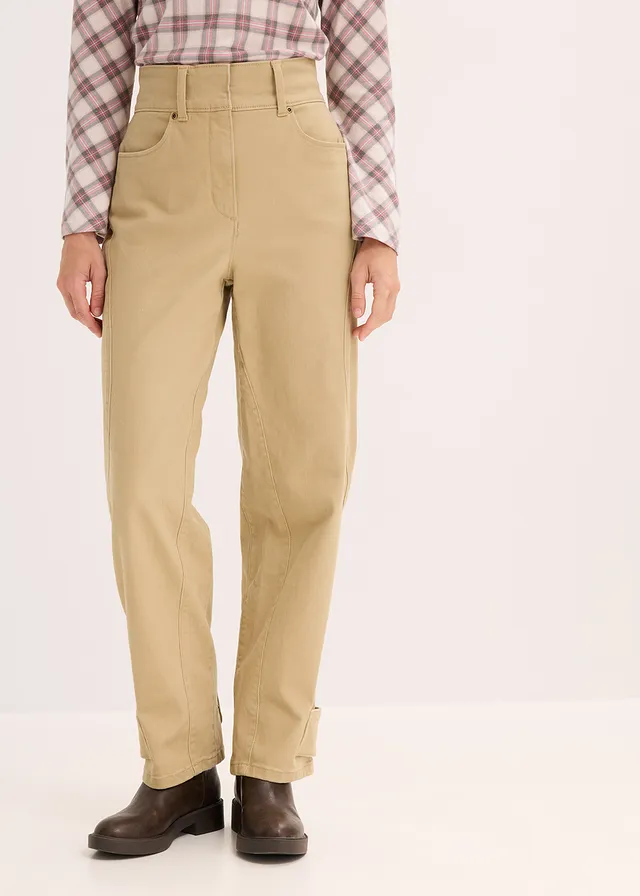 Twill broek met hoge band • lichtkaki washed • product-page.page-title-suffix