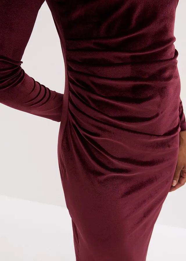 Midi jurk van zacht fluweel • bordeaux • product-page.page-title-suffix