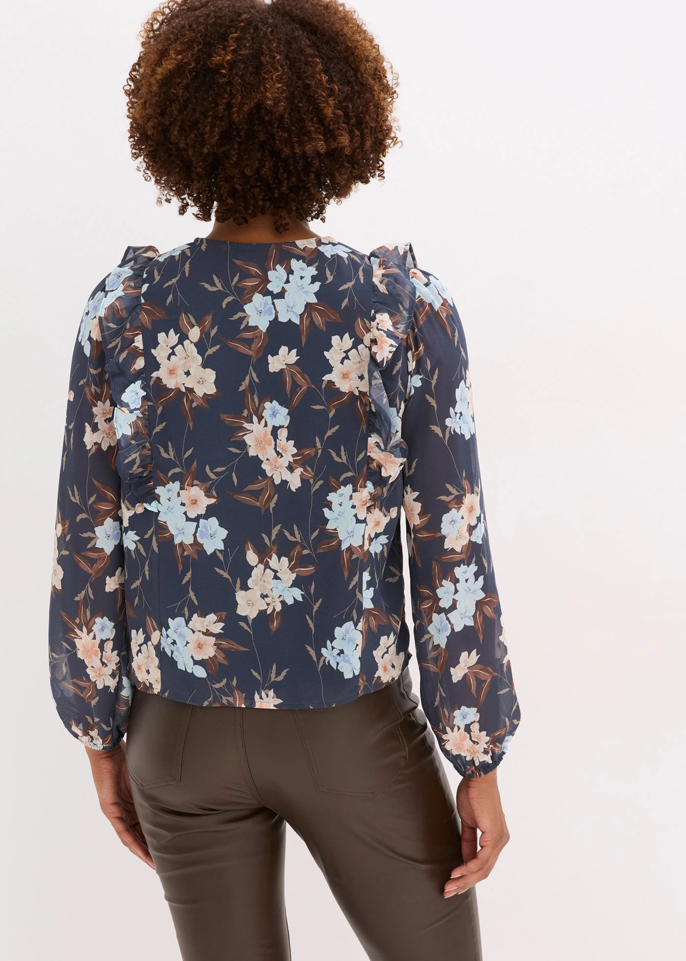 Šifónová halenka • noční modro-ledově modrá s květy • bonprix obchod