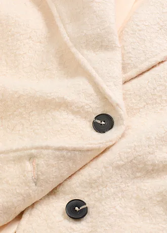 Krátký buklé kabát, oversize • krémová • bonprix obchod