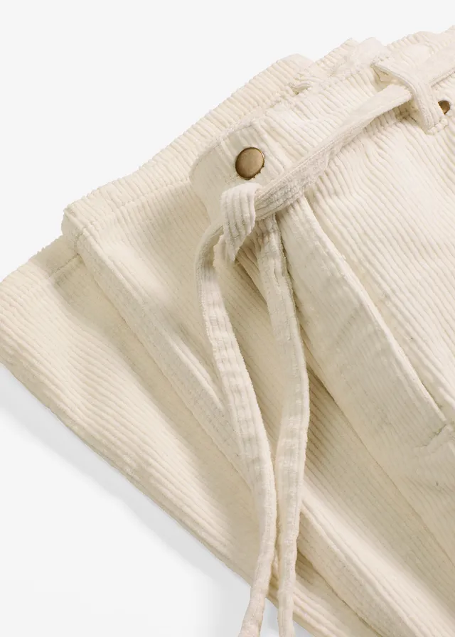 Wijde corduroy broek met strikkoord • parelwit • product-page.page-title-suffix