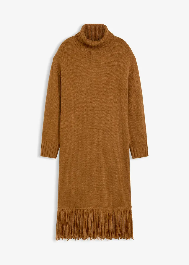 Rochie tricotată cu franjuri la tiv