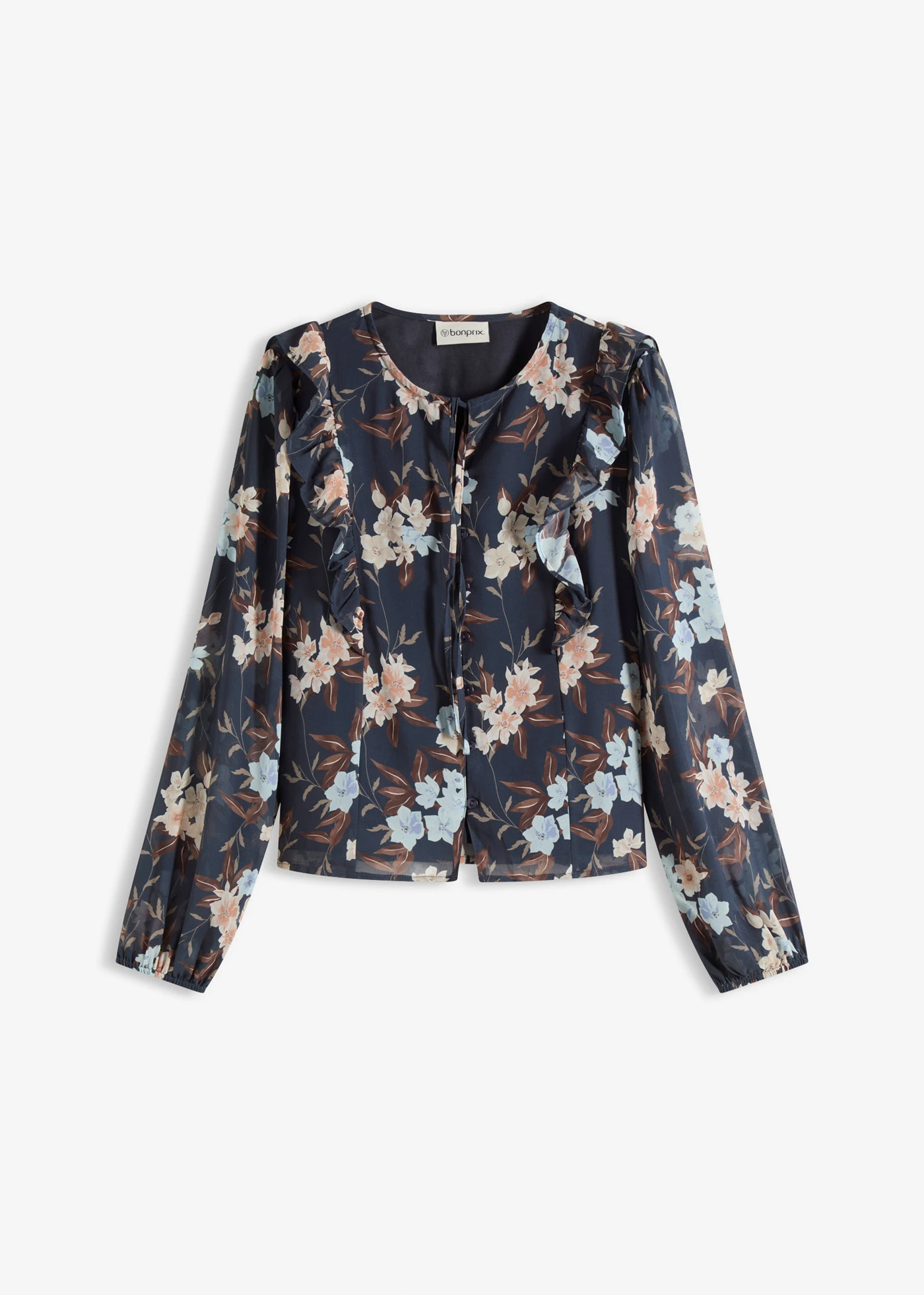 Šifónová halenka • noční modro-ledově modrá s květy • bonprix obchod