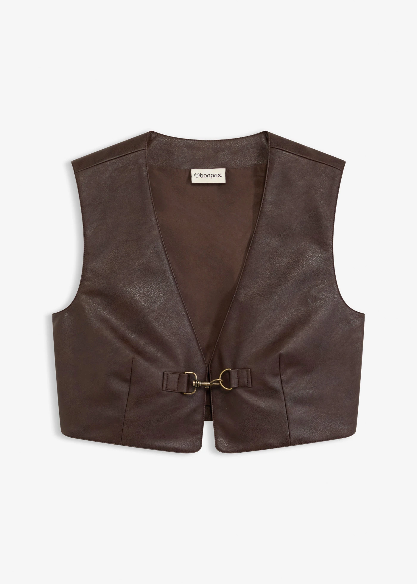 Vesta z umělé kůže s obnošeným vzhledem • tmavě hnědá • bonprix obchod